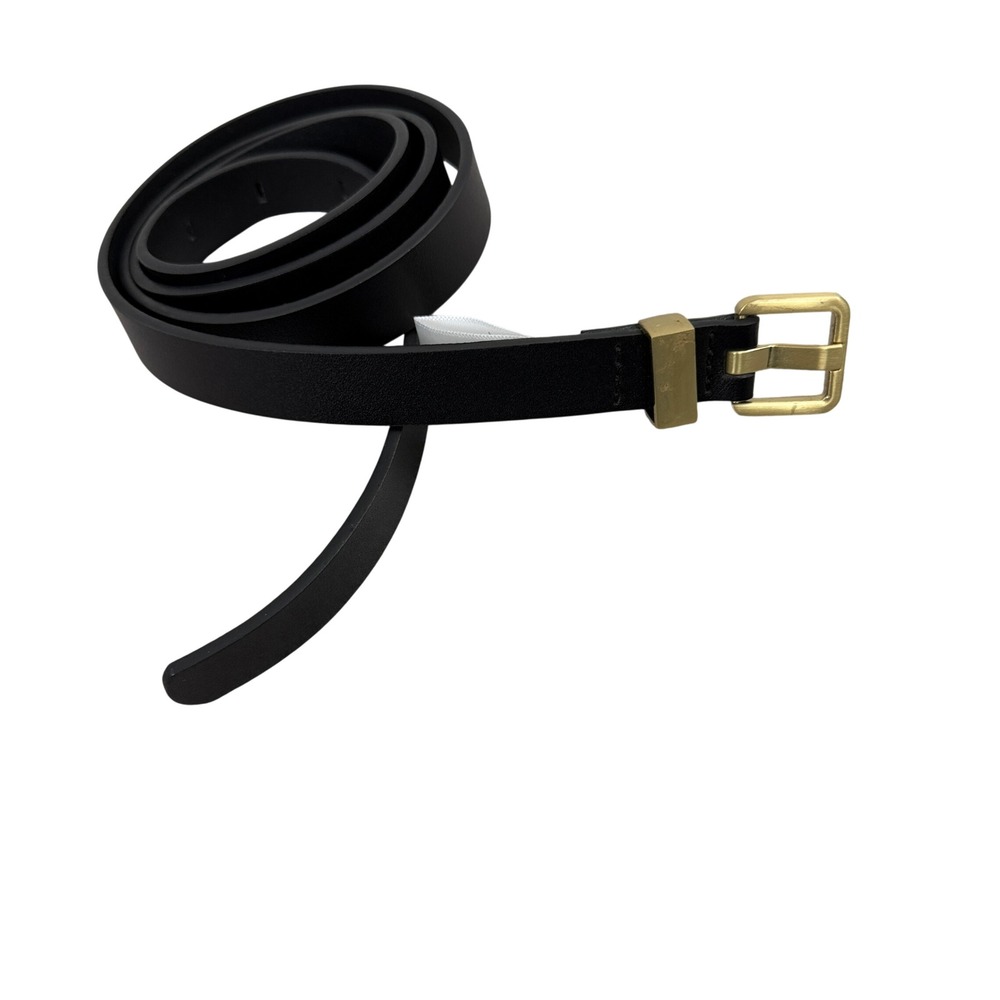 Nordstrom Belt Womens XL Black Trouser Fit Skinny Leather Gold Buckle Accessory